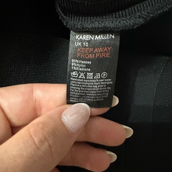 Karen Millen Black Tiered Fringe Bandage Knit dress - Picture 14 of 16